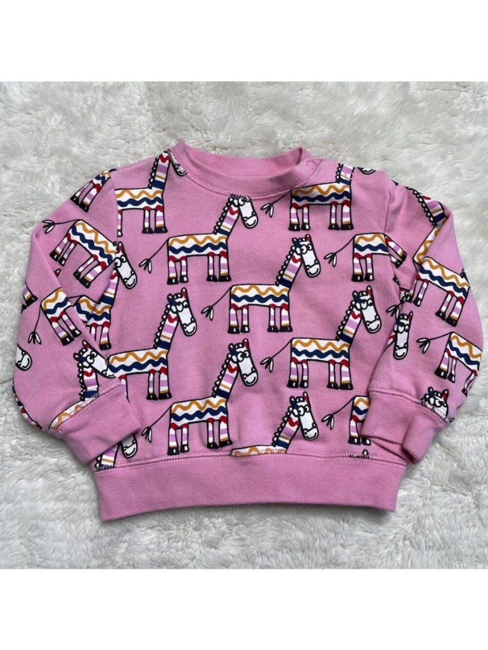 Stella McCartney Baby Girl Pink Zebra Print Sweater Top Size 12 Months